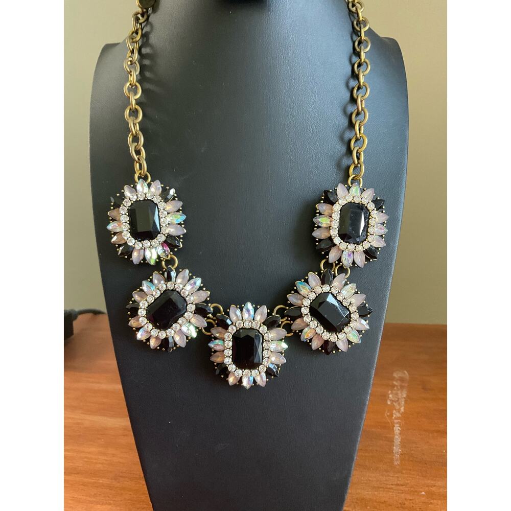 Susan Graver black, clear, and gray rhinestone statement necklace